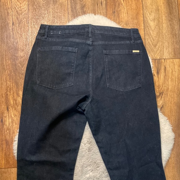 White House Black Market Jeans Size 16 Skinny Flare Dark Wash Split Hem Womens - Picture 7 of 9
